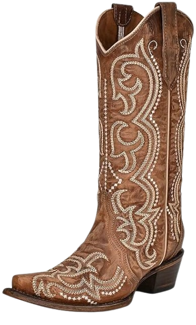 Brown Stitch Wide Square Toe Boots with Leather Sole – L5733